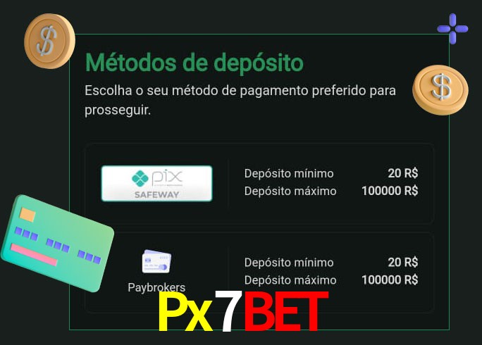 O cassino Px7Bet oferece uma grande variedade de métodos de pagamento
